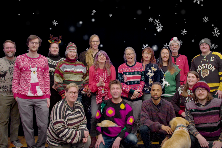 Media Factory staff in our holiday sweaters