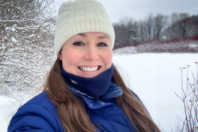 Abbie Stevenson in the Vermont snow