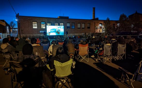 More than 100 people watch Crowdsourced Star Wars in our outdoor premiere