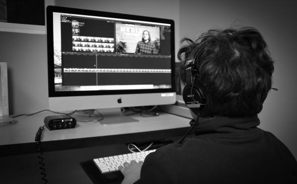 A person editing a video