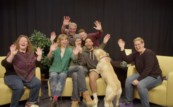 Champlain College seniors in the Media Factory studio