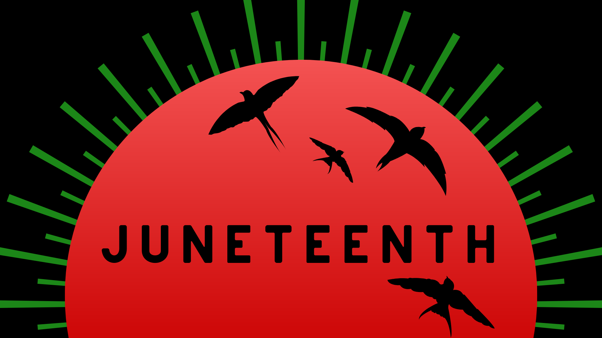 Juneteenth graphice with birds on a sunrise