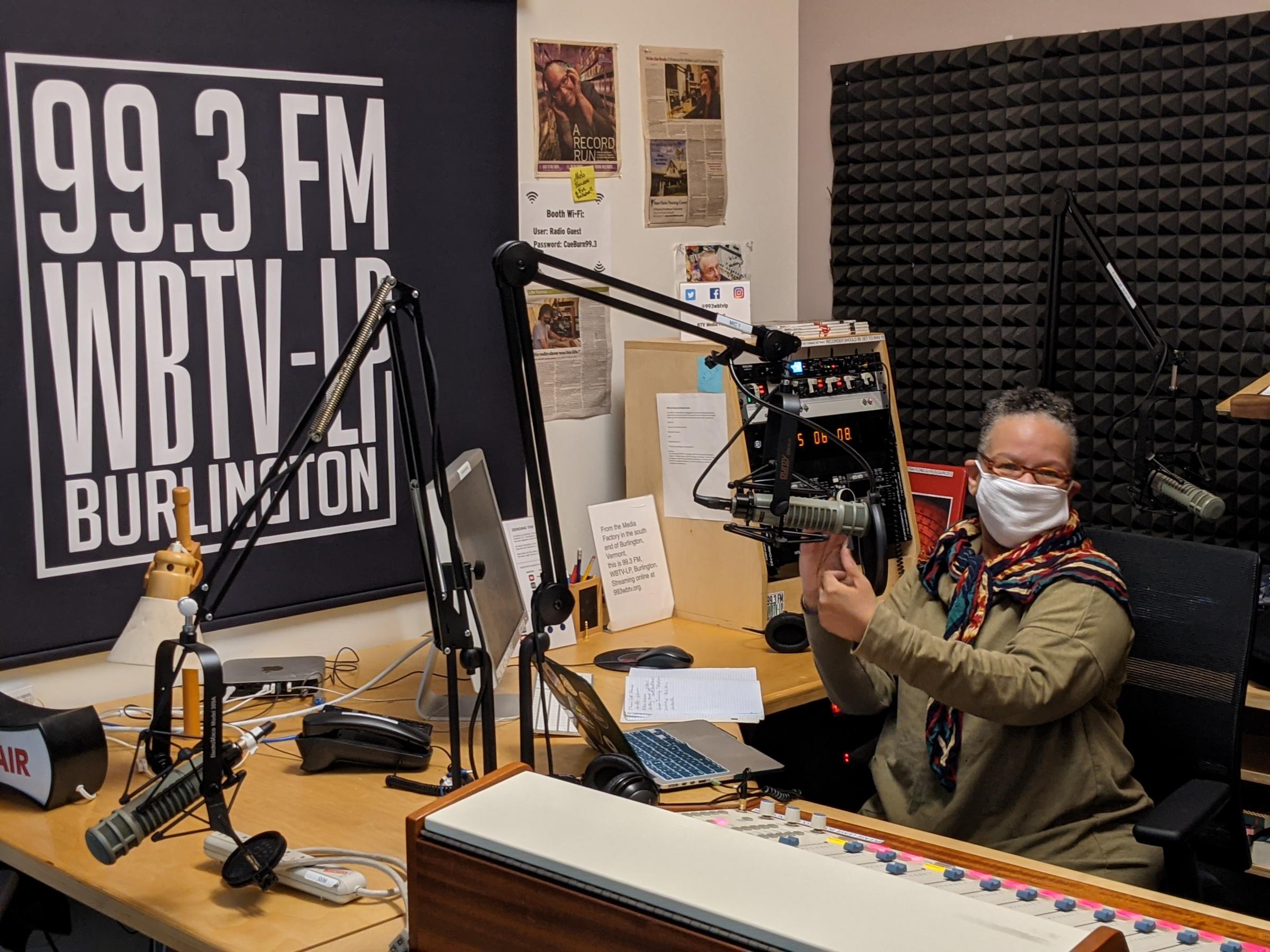 Melo Grant recording in WBTV-LP radio booth