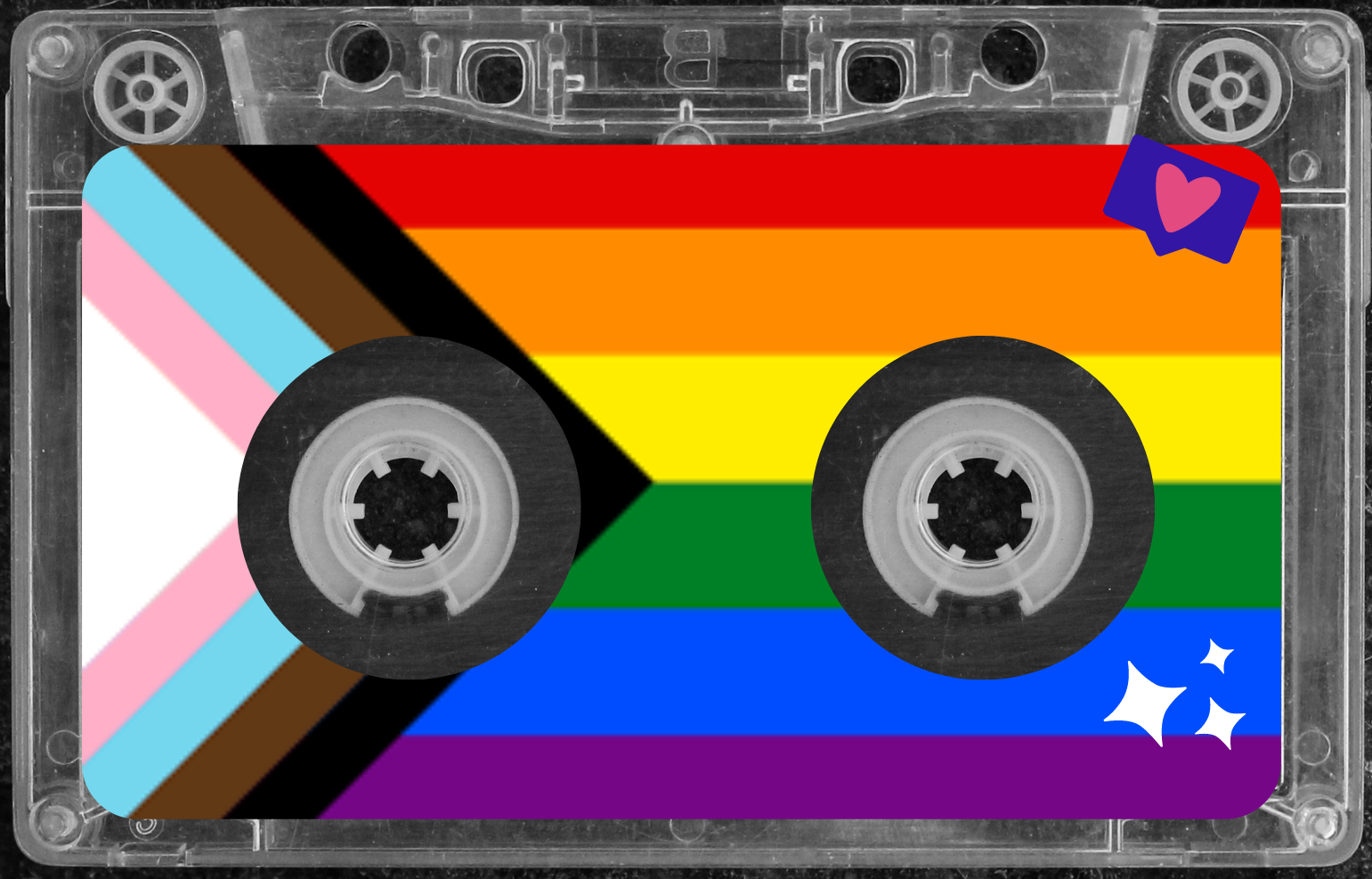 Cassette tape with pride rainbow flag