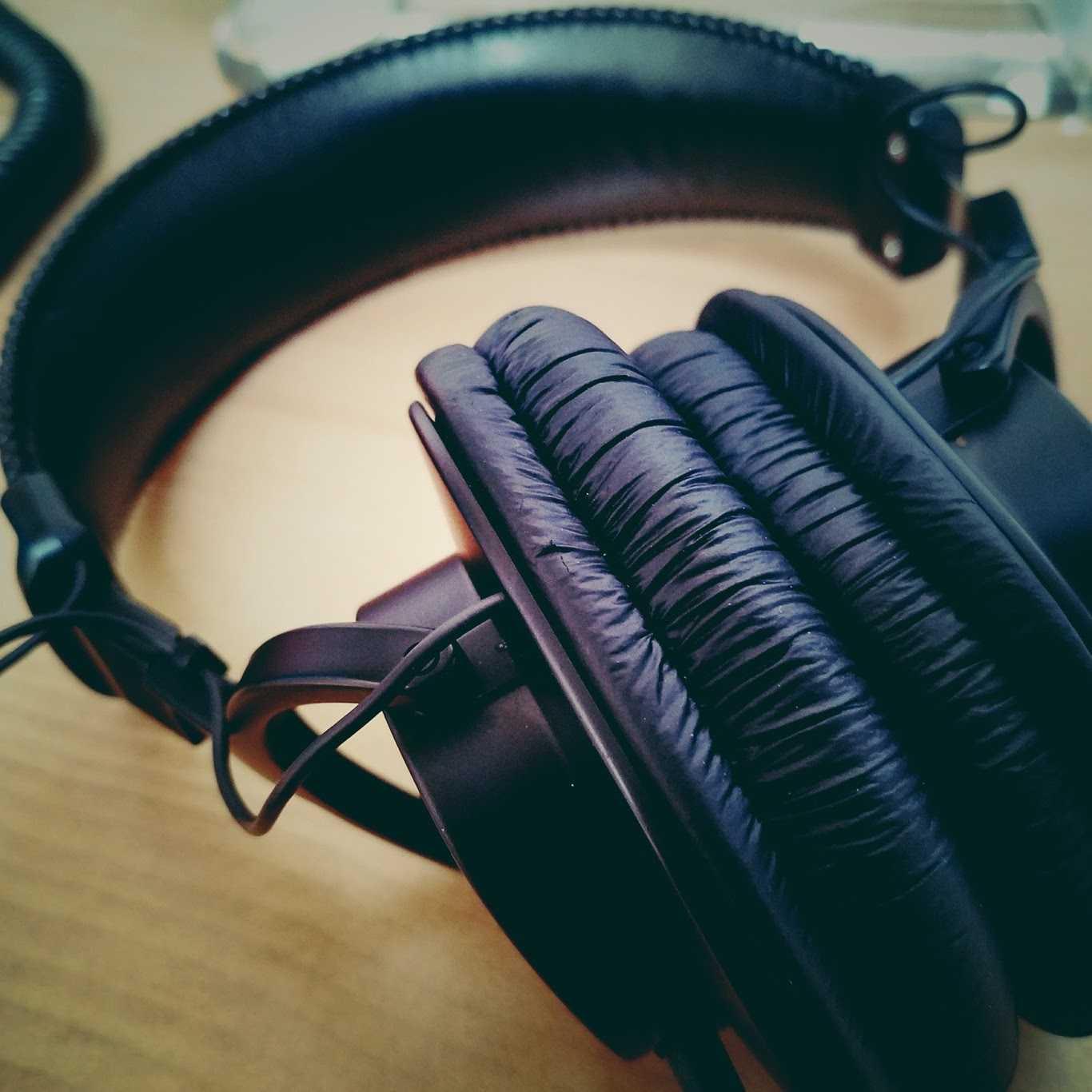 headphones on a desk