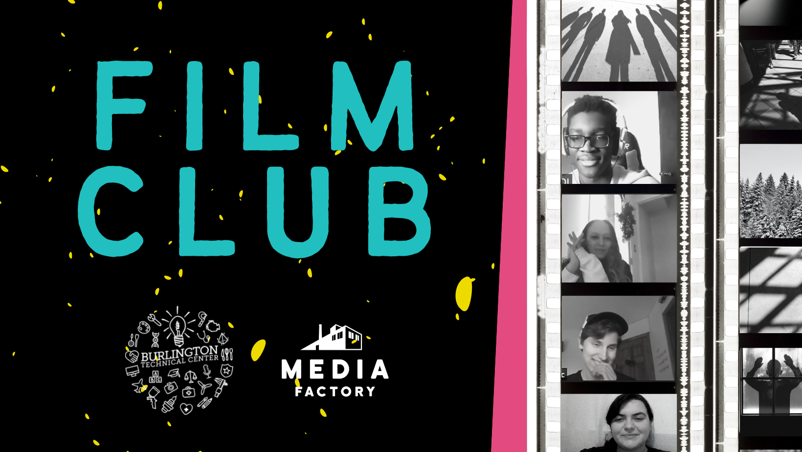 Film Club banner with students in photos