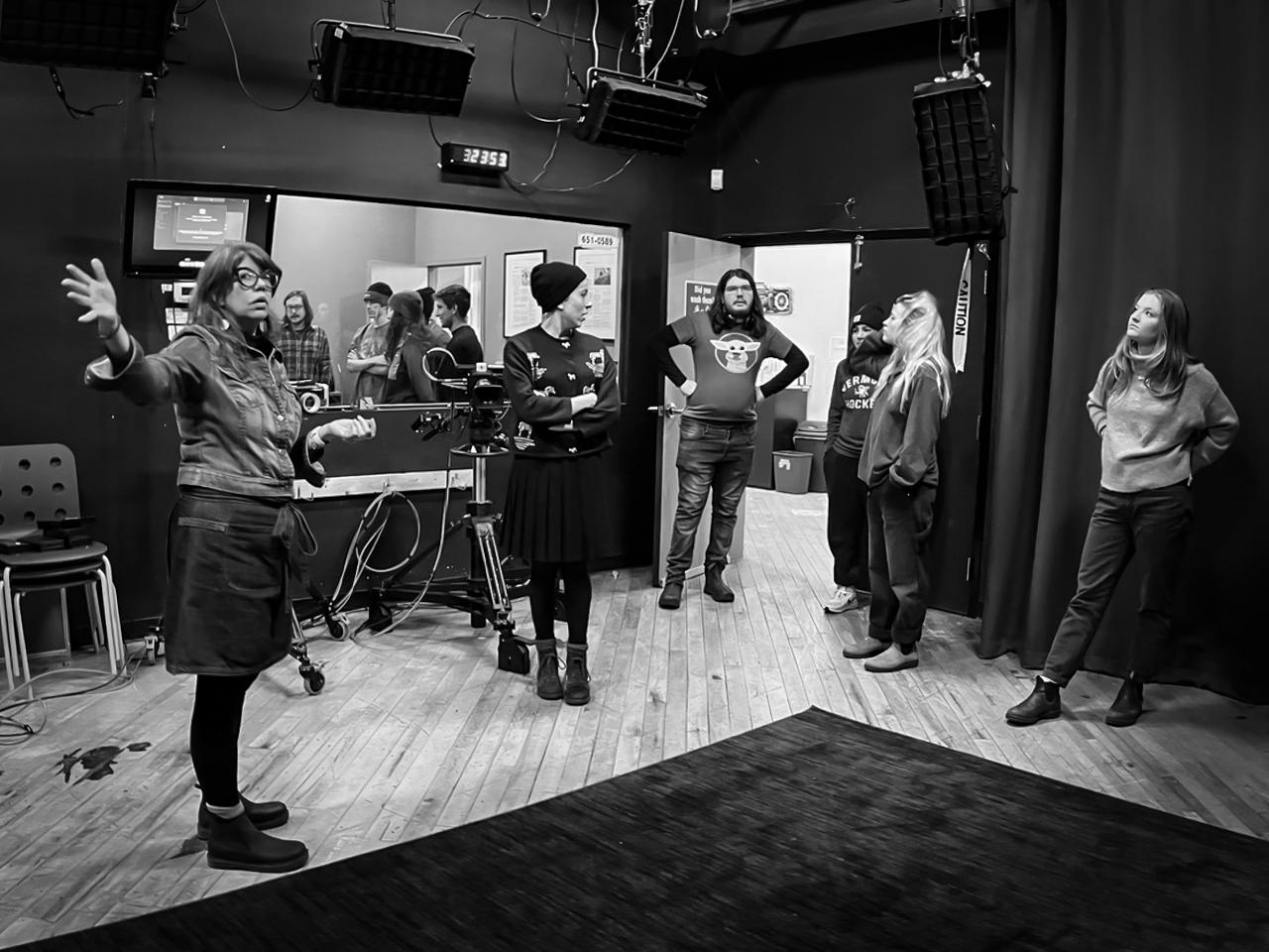 Students tour the TV studio