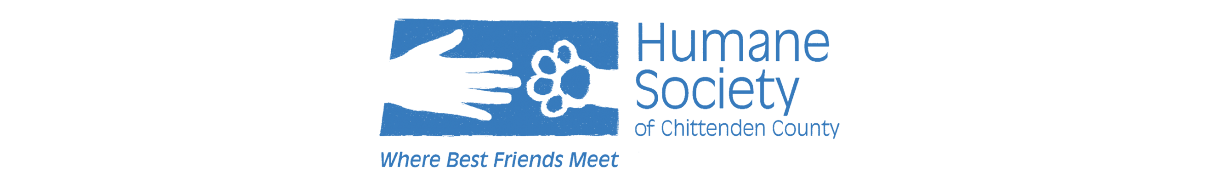 Humane Society of Chittenden County logo of a hand and paw meeting