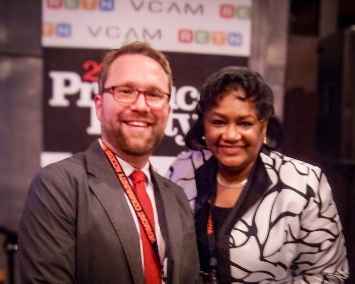 Seth Mobley with Pastor Ramona at the 2014 VCAM and RETN Producer Party