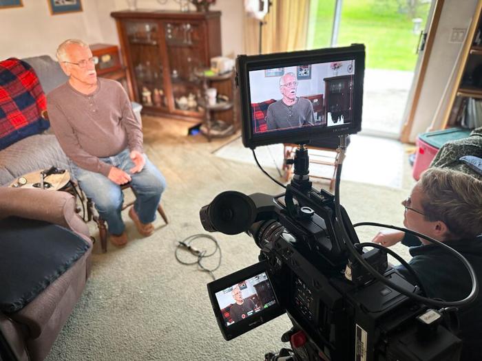 Jess conducting an interview for HomeShare Vermont
